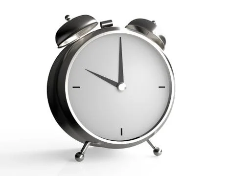 Alarm clock on white background. 10 O'Clock, am or pm. 3D rendering Stock Illustration