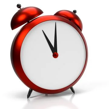 Alarm clock on white background. 11 O'Clock, am or pm. 3D rendering Illustrazione stock