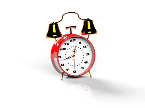 Alarm clock on white background 3d render Stock Illustration