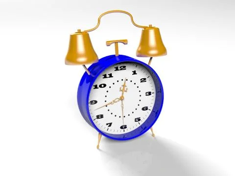 Alarm clock on white background 3d render Illustrazione stock
