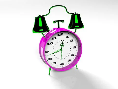 Alarm clock on white background 3d render Illustrazione stock