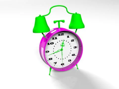 Alarm clock on white background 3d render Illustrazione stock