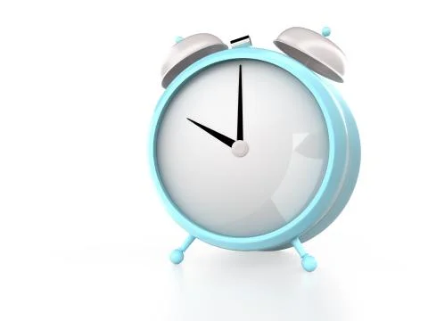 Alarm clock on white background. 3D rendering Illustrazione stock