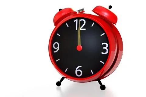 Alarm clock white background. 3D rendering Illustrazione stock