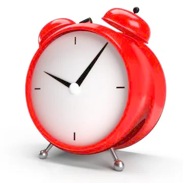 Alarm clock on white background. 3D rendering Illustrazione stock