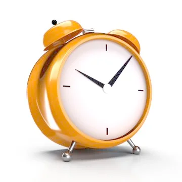 Alarm clock on white background. 3D rendering Illustrazione stock