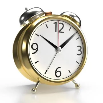Alarm clock on white background. 3D rendering Stock Illustration