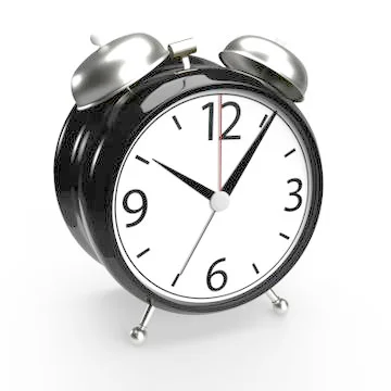 Alarm clock on white background. 3D rendering Stock Illustration