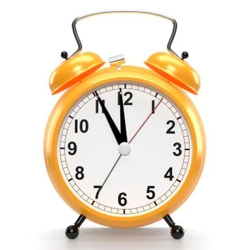 Alarm clock on white background. 3D rendering Stock Illustration