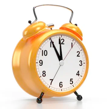 Alarm clock on white background. 3D rendering Illustrazione stock