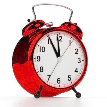 Alarm clock on white background. 3D rendering Illustrazione stock