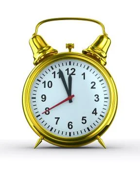 Alarm clock on white background. Isolated 3D image Illustrazione stock