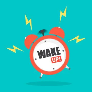 Alarm Clock with word Wake up, flat style Stock Illustration