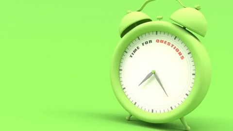 Alarm clock with words. Time for questions on clockface Video stock 236889832