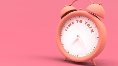 Alarm clock with words. Time to talk text on clockface Video stock 237364596