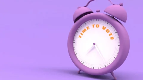 Alarm clock with words. Time to vote text on clockface Video stock 237903135