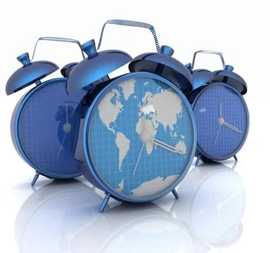 Alarm clock of world map and alarm clocks Alarm clock of world map and ala... Foto stock
