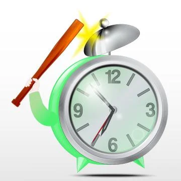 Alarm clock.Green.Vector Stock Illustration