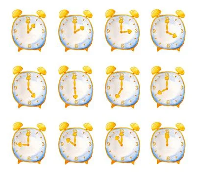 Alarm clocks with different time Stock Illustration