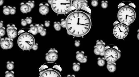 Alarm clocks falling down with depth of field effect Stock Footage 55755398