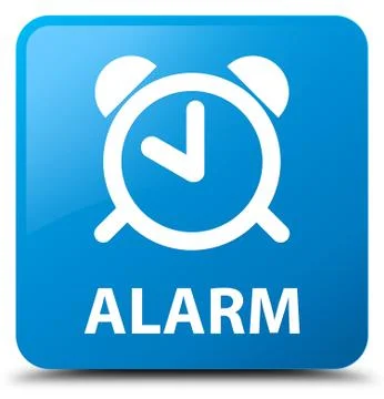 Alarm cyan blue square button Stock Illustration