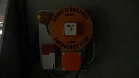 Alarm emergency stop incident fire siren French red Stock Footage 344272918