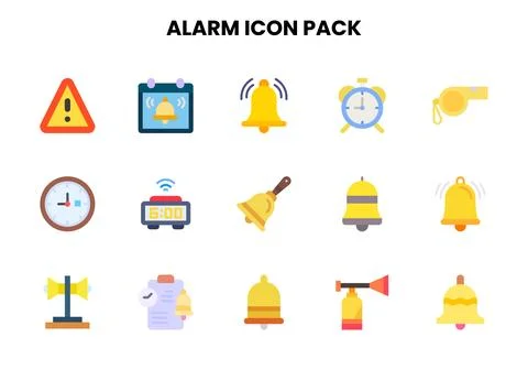 Alarm Flat Bundle Icons Pack Stock Illustration