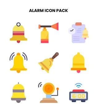 Alarm Flat Bundle Icons Pack Stock Illustration