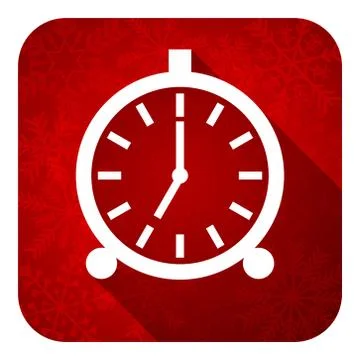 Alarm flat icon, christmas button, alarm clock sign. Stock Illustration