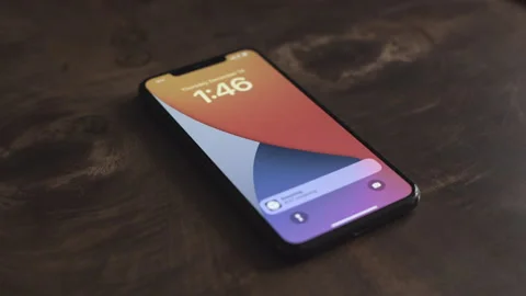 Alarm going off on iphone hitting snooze Stock Footage 258618148