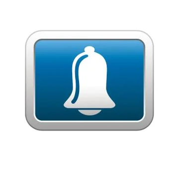 Alarm icon on blue with silver rectangle Stock Illustration