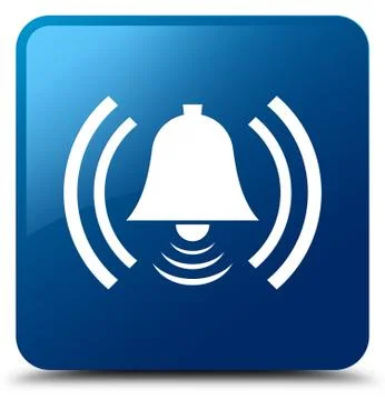 Alarm icon blue square button Illustrazione stock