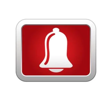 Alarm icon on red silver button Stock Illustration