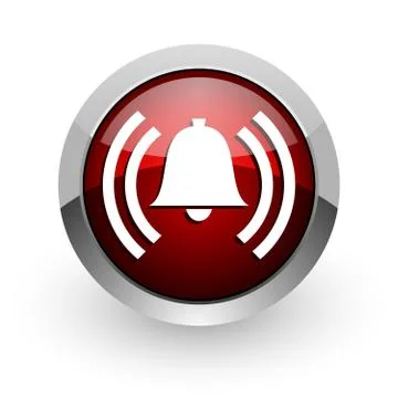 Alarm red circle web glossy icon. Illustrazione stock
