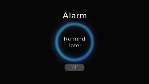 Alarm reminder animation with off button. Alarm reminder cyan neon circle. .. Stock Footage 337813661