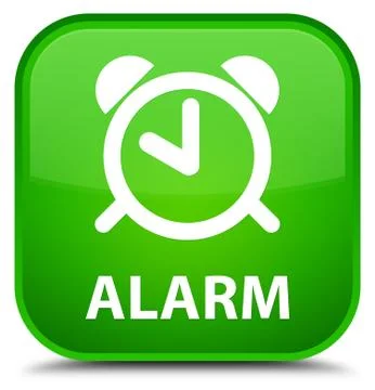 Alarm special green square button Stock Illustration