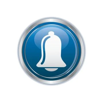 Alarm symbol blue silver button Stock Illustration