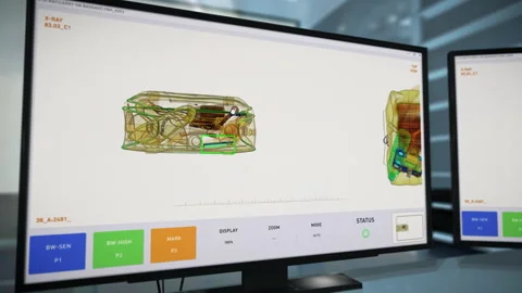 Alarm system found the explosive bomb in a backpack after a scanning process Video stock 209871037