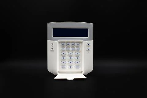 Alarm system main command on black background Stock Photos