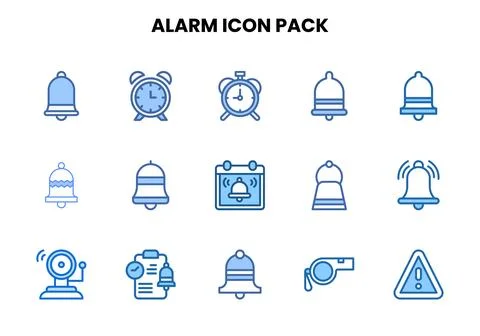 Alarm Two Colour Vector Icons Pack Illustrazione stock