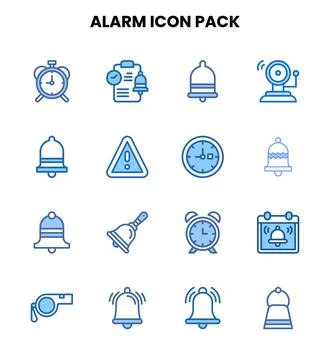 Alarm Two Colour Vector Icons Pack 스톡 일러스트