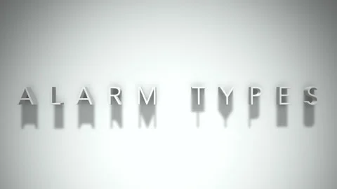 Alarm types 3D title animation with shadows on a white background Stock Footage 297384587