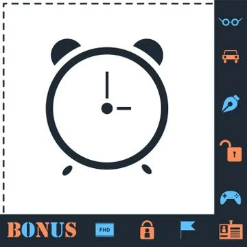 Alarm wake-up time icon flat 스톡 일러스트