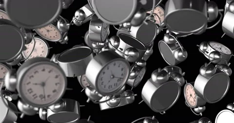 Alarmclock falling slow motion 3d Stock Footage 152654507