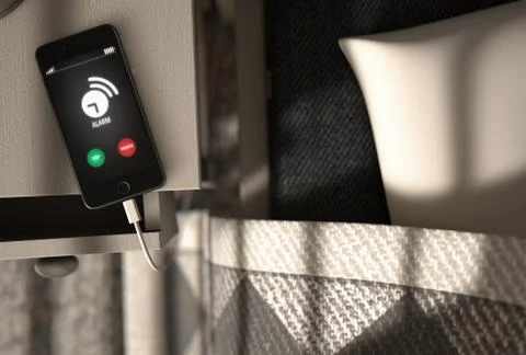 Alarming Cellphone Next To Bed Stock Illustration