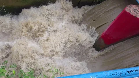 The Alarming Flow of Floodwaters Stock Footage 326289676