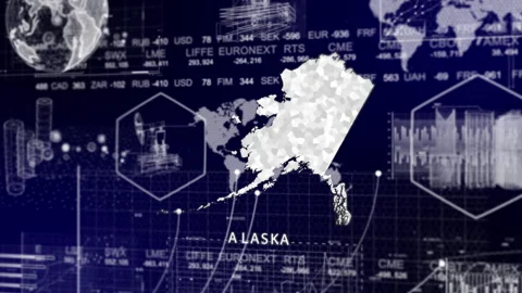 Alasaka Map Animation Loop | Growth, GDP, Oil Economy &amp; Development Insights Stock Footage 331566538