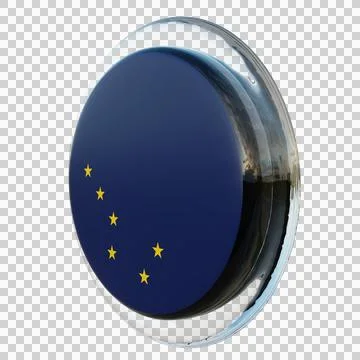 Alaska 3d illustration flag on pole. Wood flagpole 库存插图