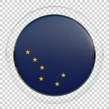 Alaska 3d illustration flag on pole. Wood flagpole Illustrazione stock