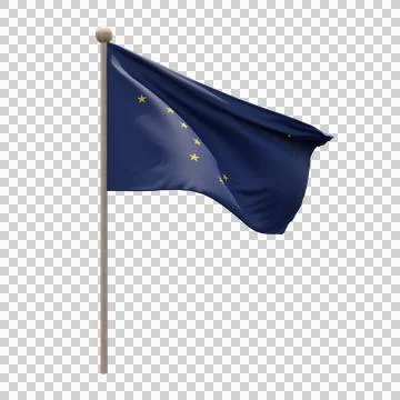 Alaska 3d illustration flag on pole. Wood flagpole Stock Illustration